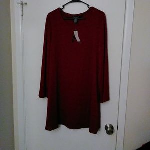 Burgundy embroidered swing dress or large top